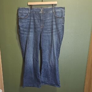 Lane Bryant Dark Blue Flare Jeans Flex Magic High rise boot size 26 Plus